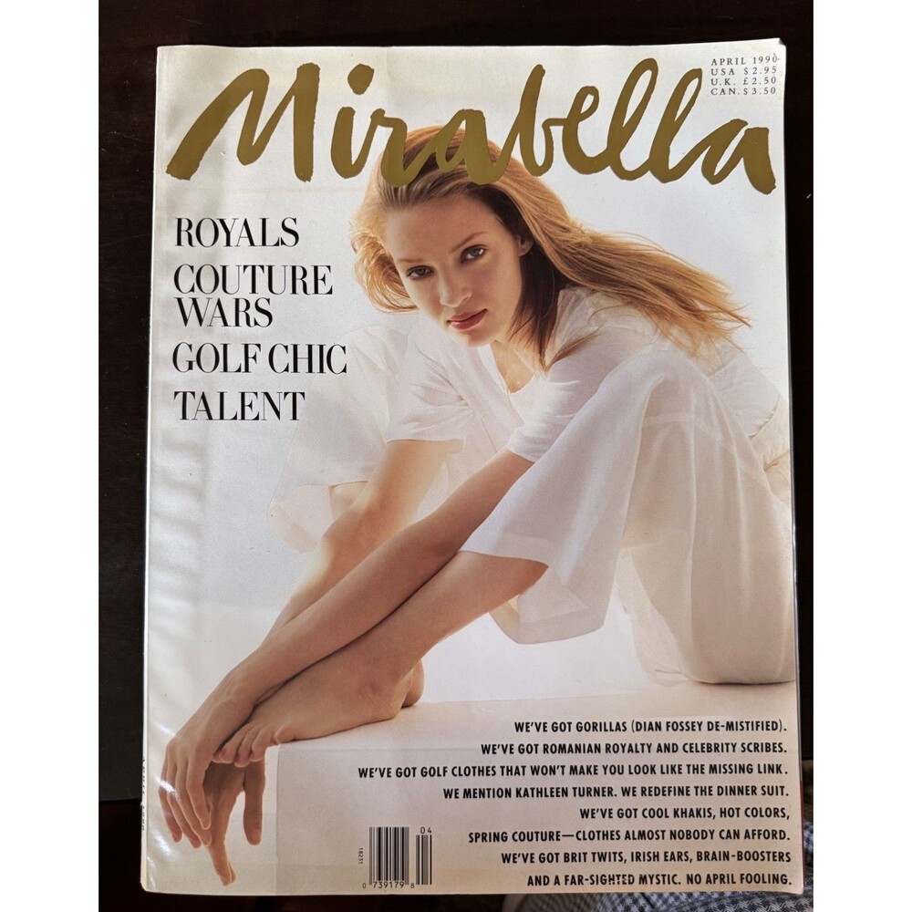 1990 APRIL MIRABELLA MAGAZINE - UMA THURMAN COVER - FASHION -